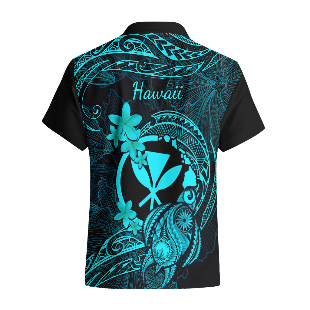Hawaii Hawaiian Shirt Turtle Mix Polynesian Plumeria Turquoise Version - Wonder Print Shop
