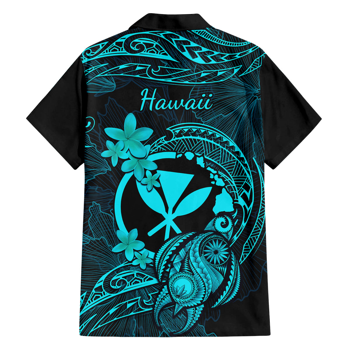 Hawaii Kid Hawaiian Shirt Turtle Mix Polynesian Plumeria Turquoise Version - Wonder Print Shop