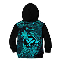 Hawaii Kid Hoodie Turtle Mix Polynesian Plumeria Turquoise Version - Wonder Print Shop