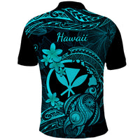 Hawaii Polo Shirt Turtle Mix Polynesian Plumeria Turquoise Version - Wonder Print Shop