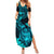 Hawaii Summer Maxi Dress Turtle Mix Polynesian Plumeria Turquoise Version - Wonder Print Shop