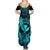 Hawaii Summer Maxi Dress Turtle Mix Polynesian Plumeria Turquoise Version - Wonder Print Shop