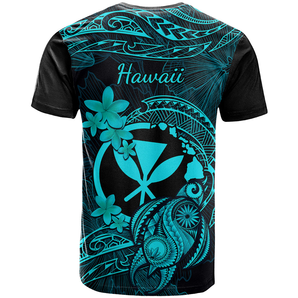 Hawaii T Shirt Turtle Mix Polynesian Plumeria Turquoise Version - Wonder Print Shop