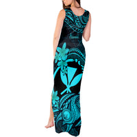 Hawaii Tank Maxi Dress Turtle Mix Polynesian Plumeria Turquoise Version - Wonder Print Shop