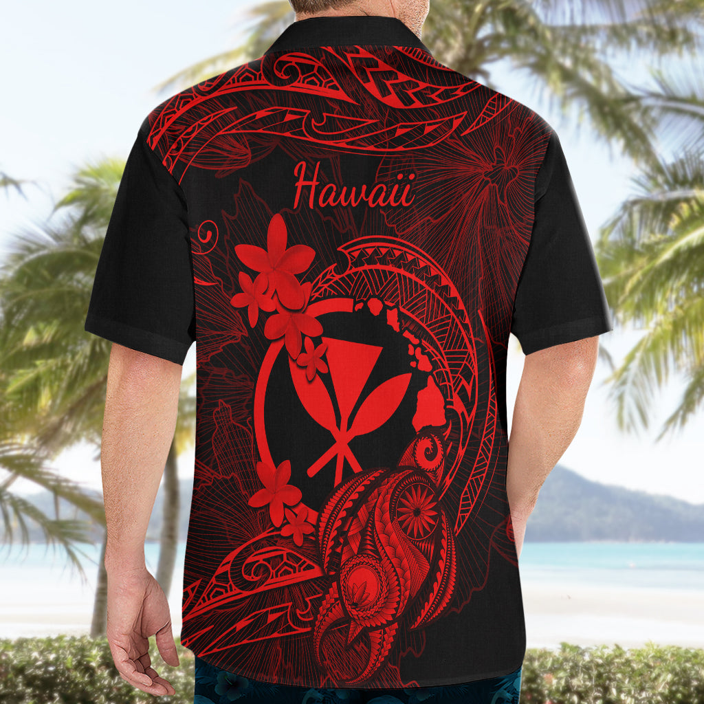 Hawaii Hawaiian Shirt Turtle Mix Polynesian Plumeria Red Version - Wonder Print Shop