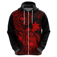 Hawaii Hoodie Turtle Mix Polynesian Plumeria Red Version - Wonder Print Shop