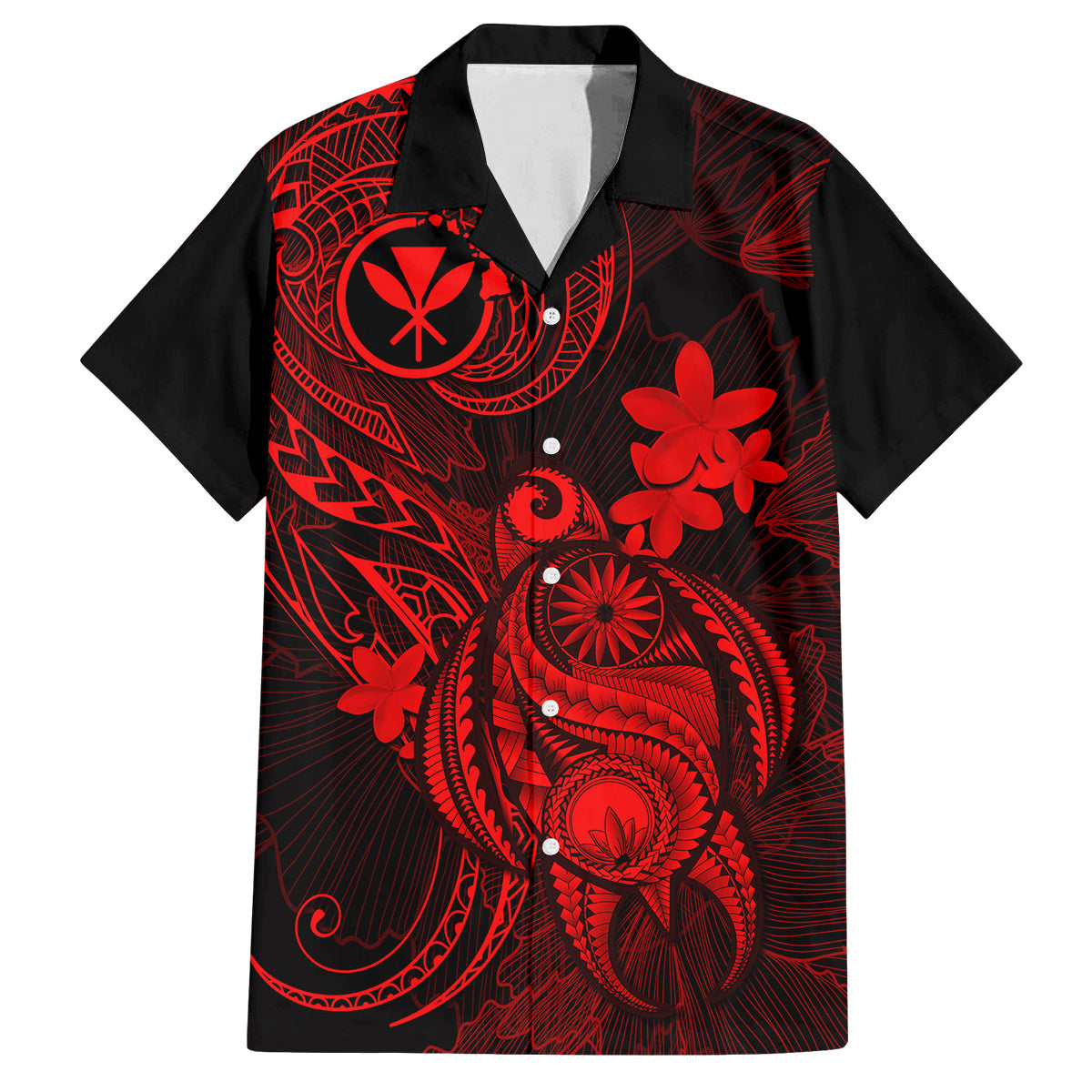 Hawaii Kid Hawaiian Shirt Turtle Mix Polynesian Plumeria Red Version - Wonder Print Shop