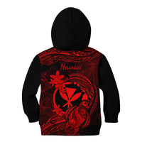 Hawaii Kid Hoodie Turtle Mix Polynesian Plumeria Red Version - Wonder Print Shop