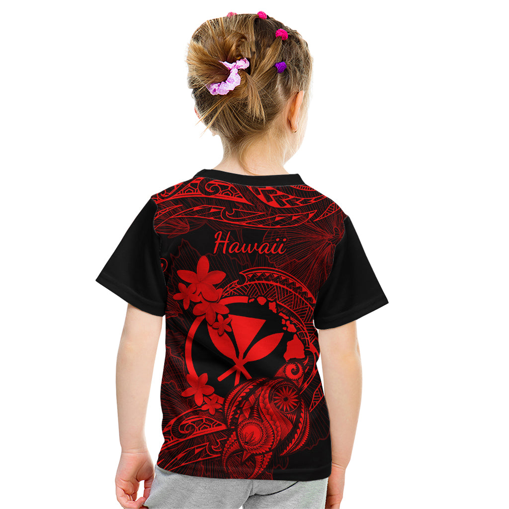 Hawaii Kid T Shirt Turtle Mix Polynesian Plumeria Red Version - Wonder Print Shop