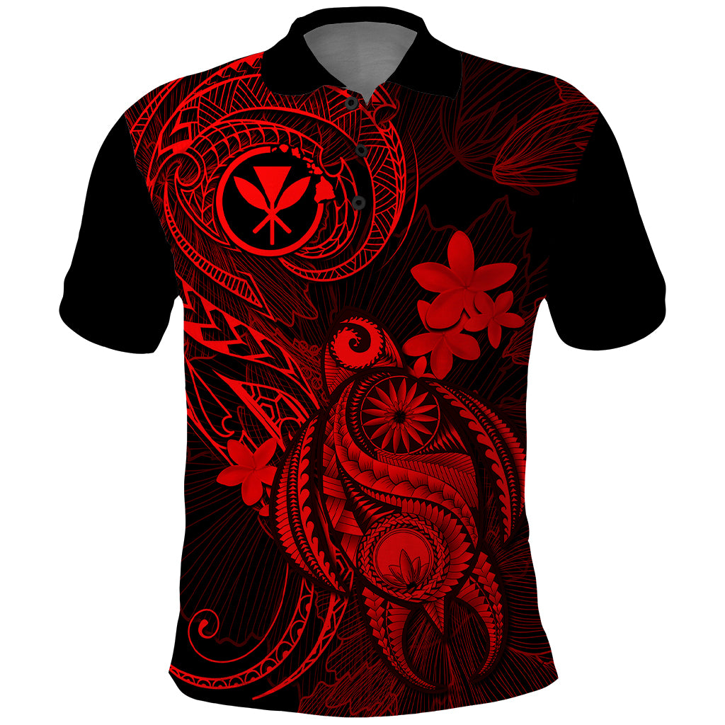 Hawaii Polo Shirt Turtle Mix Polynesian Plumeria Red Version - Wonder Print Shop
