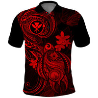 Hawaii Polo Shirt Turtle Mix Polynesian Plumeria Red Version - Wonder Print Shop