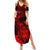 Hawaii Summer Maxi Dress Turtle Mix Polynesian Plumeria Red Version - Wonder Print Shop