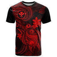 Hawaii T Shirt Turtle Mix Polynesian Plumeria Red Version - Wonder Print Shop