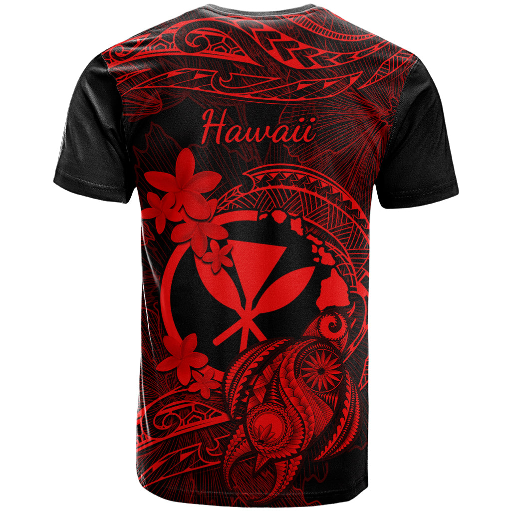 Hawaii T Shirt Turtle Mix Polynesian Plumeria Red Version - Wonder Print Shop