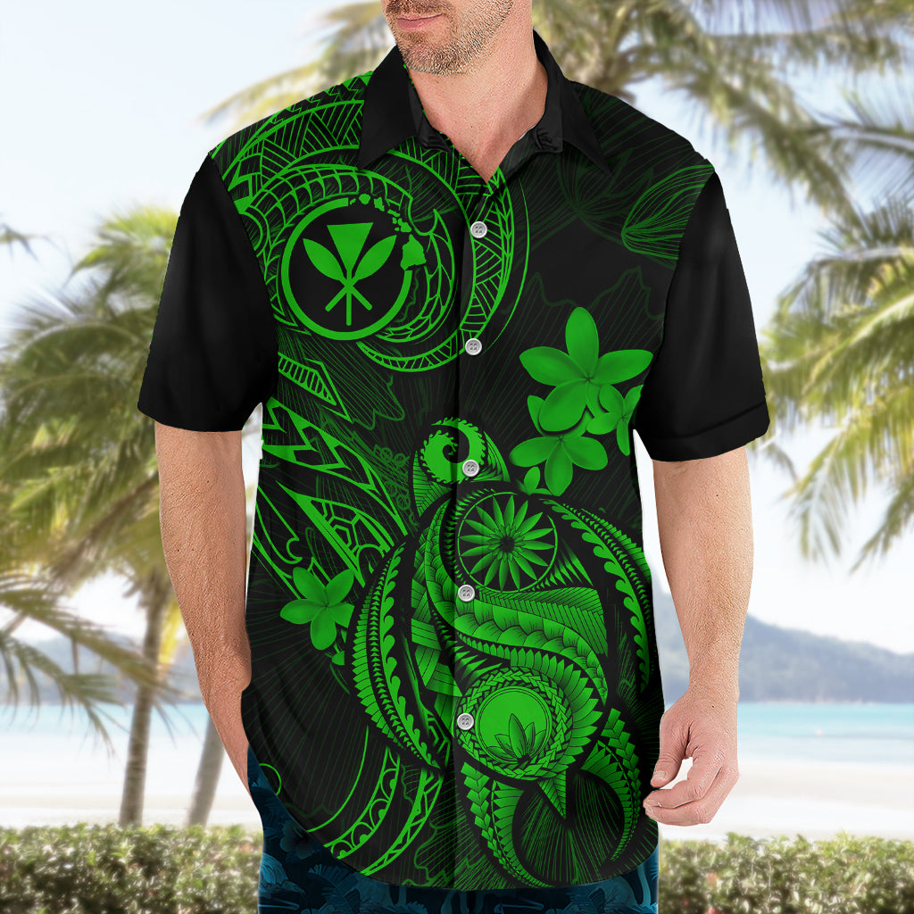 Hawaii Hawaiian Shirt Turtle Mix Polynesian Plumeria Green Version - Wonder Print Shop