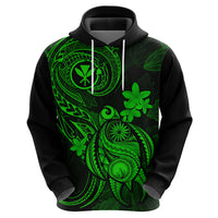 Hawaii Hoodie Turtle Mix Polynesian Plumeria Green Version - Wonder Print Shop