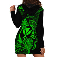 Hawaii Hoodie Dress Turtle Mix Polynesian Plumeria Green Version - Wonder Print Shop