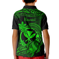 Hawaii Kid Polo Shirt Turtle Mix Polynesian Plumeria Green Version - Wonder Print Shop
