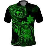 Hawaii Polo Shirt Turtle Mix Polynesian Plumeria Green Version - Wonder Print Shop