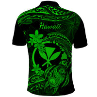 Hawaii Polo Shirt Turtle Mix Polynesian Plumeria Green Version - Wonder Print Shop