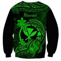 Hawaii Sweatshirt Turtle Mix Polynesian Plumeria Green Version - Wonder Print Shop