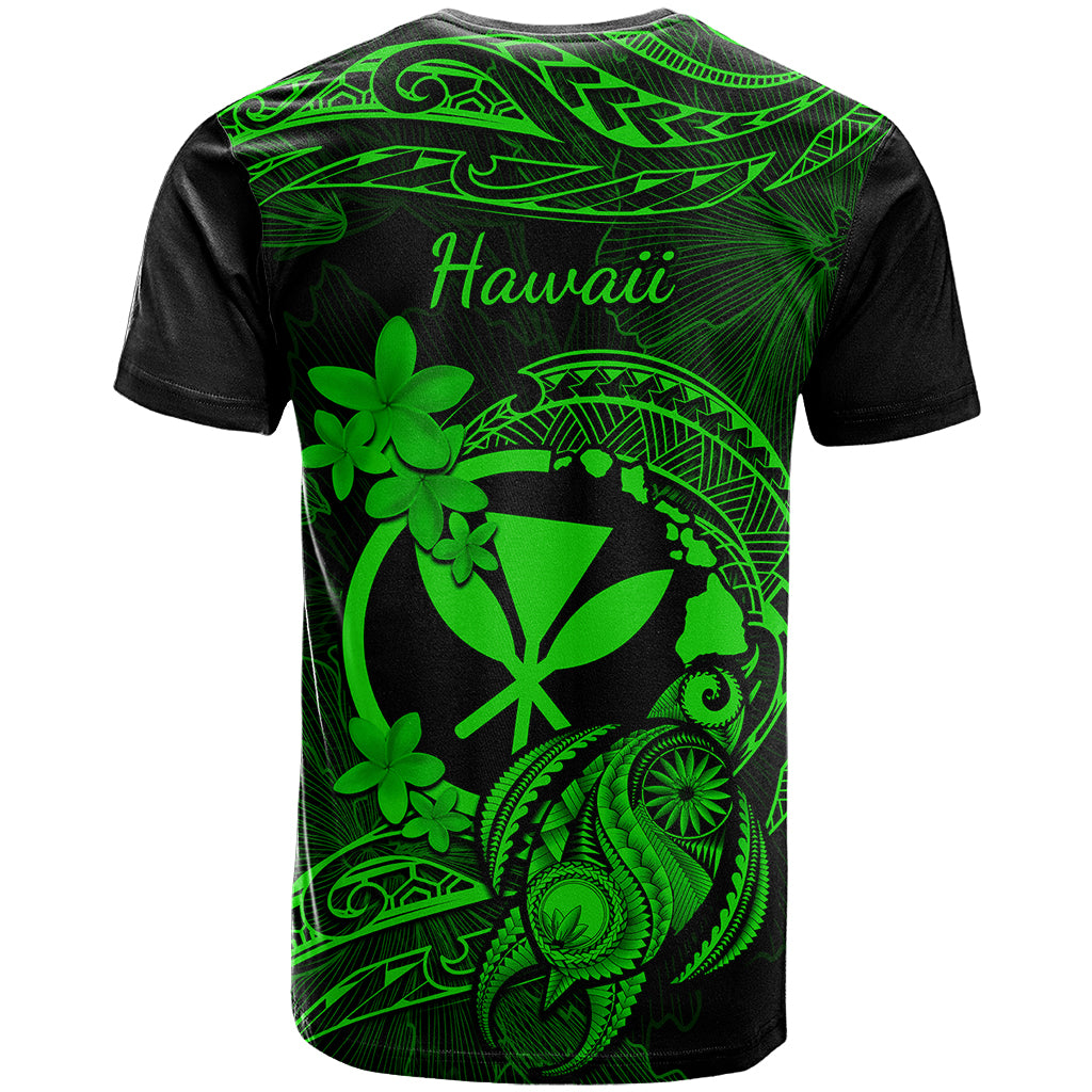 Hawaii T Shirt Turtle Mix Polynesian Plumeria Green Version - Wonder Print Shop
