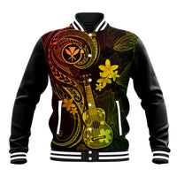 Hawaii Baseball Jacket Ukulele Mix Polynesian Plumeria Reggae Version - Wonder Print Shop