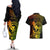 Hawaii Couples Matching Off The Shoulder Long Sleeve Dress and Hawaiian Shirt Ukulele Mix Polynesian Plumeria Reggae Version - Wonder Print Shop