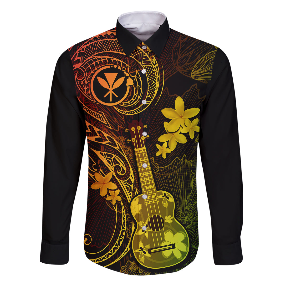 Hawaii Family Matching Mermaid Dress and Hawaiian Shirt Ukulele Mix Polynesian Plumeria Reggae Version - Wonder Print Shop