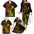 Hawaii Family Matching Off Shoulder Long Sleeve Dress and Hawaiian Shirt Ukulele Mix Polynesian Plumeria Reggae Version - Wonder Print Shop