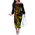 Hawaii Family Matching Off Shoulder Long Sleeve Dress and Hawaiian Shirt Ukulele Mix Polynesian Plumeria Reggae Version - Wonder Print Shop