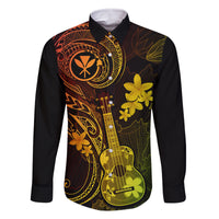 Hawaii Family Matching Off Shoulder Short Dress and Hawaiian Shirt Ukulele Mix Polynesian Plumeria Reggae Version - Wonder Print Shop