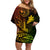 Hawaii Family Matching Off Shoulder Short Dress and Hawaiian Shirt Ukulele Mix Polynesian Plumeria Reggae Version - Wonder Print Shop