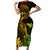 Hawaii Family Matching Short Sleeve Bodycon Dress and Hawaiian Shirt Ukulele Mix Polynesian Plumeria Reggae Version - Wonder Print Shop