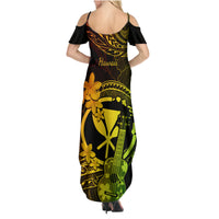 Hawaii Family Matching Summer Maxi Dress and Hawaiian Shirt Ukulele Mix Polynesian Plumeria Reggae Version - Wonder Print Shop