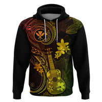 Hawaii Hoodie Ukulele Mix Polynesian Plumeria Reggae Version - Wonder Print Shop