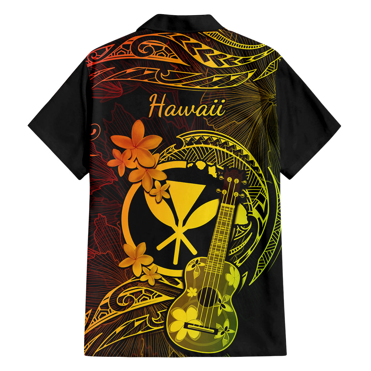 Hawaii Kid Hawaiian Shirt Ukulele Mix Polynesian Plumeria Reggae Version - Wonder Print Shop