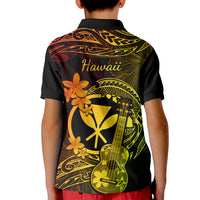 Hawaii Kid Polo Shirt Ukulele Mix Polynesian Plumeria Reggae Version - Wonder Print Shop