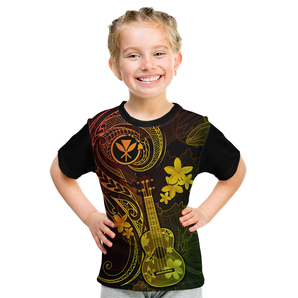 Hawaii Kid T Shirt Ukulele Mix Polynesian Plumeria Reggae Version - Wonder Print Shop