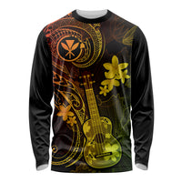 Hawaii Long Sleeve Shirt Ukulele Mix Polynesian Plumeria Reggae Version - Wonder Print Shop