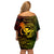 Hawaii Off Shoulder Short Dress Ukulele Mix Polynesian Plumeria Reggae Version - Wonder Print Shop