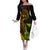 Hawaii Off The Shoulder Long Sleeve Dress Ukulele Mix Polynesian Plumeria Reggae Version - Wonder Print Shop