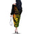 Hawaii Off The Shoulder Long Sleeve Dress Ukulele Mix Polynesian Plumeria Reggae Version - Wonder Print Shop