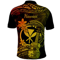 Hawaii Polo Shirt Ukulele Mix Polynesian Plumeria Reggae Version - Wonder Print Shop