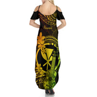 Hawaii Summer Maxi Dress Ukulele Mix Polynesian Plumeria Reggae Version - Wonder Print Shop
