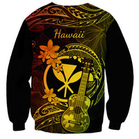 Hawaii Sweatshirt Ukulele Mix Polynesian Plumeria Reggae Version - Wonder Print Shop
