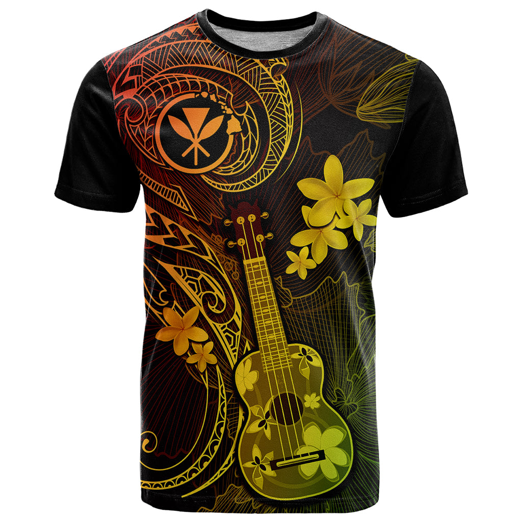Hawaii T Shirt Ukulele Mix Polynesian Plumeria Reggae Version - Wonder Print Shop