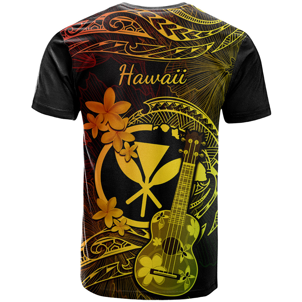 Hawaii T Shirt Ukulele Mix Polynesian Plumeria Reggae Version - Wonder Print Shop