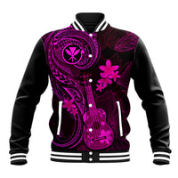 Hawaii Baseball Jacket Ukulele Mix Polynesian Plumeria Pink Version - Wonder Print Shop