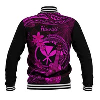 Hawaii Baseball Jacket Ukulele Mix Polynesian Plumeria Pink Version - Wonder Print Shop